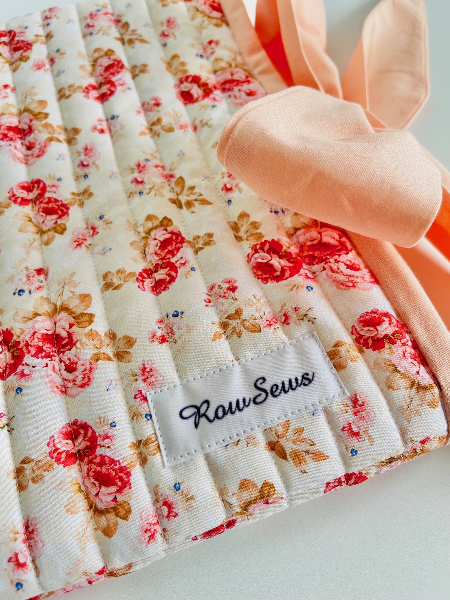 Quilted Book Sleeve - Apricot Rose