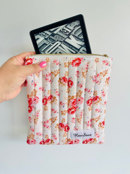 Quilted eReader Sleeve - Apricot Rose