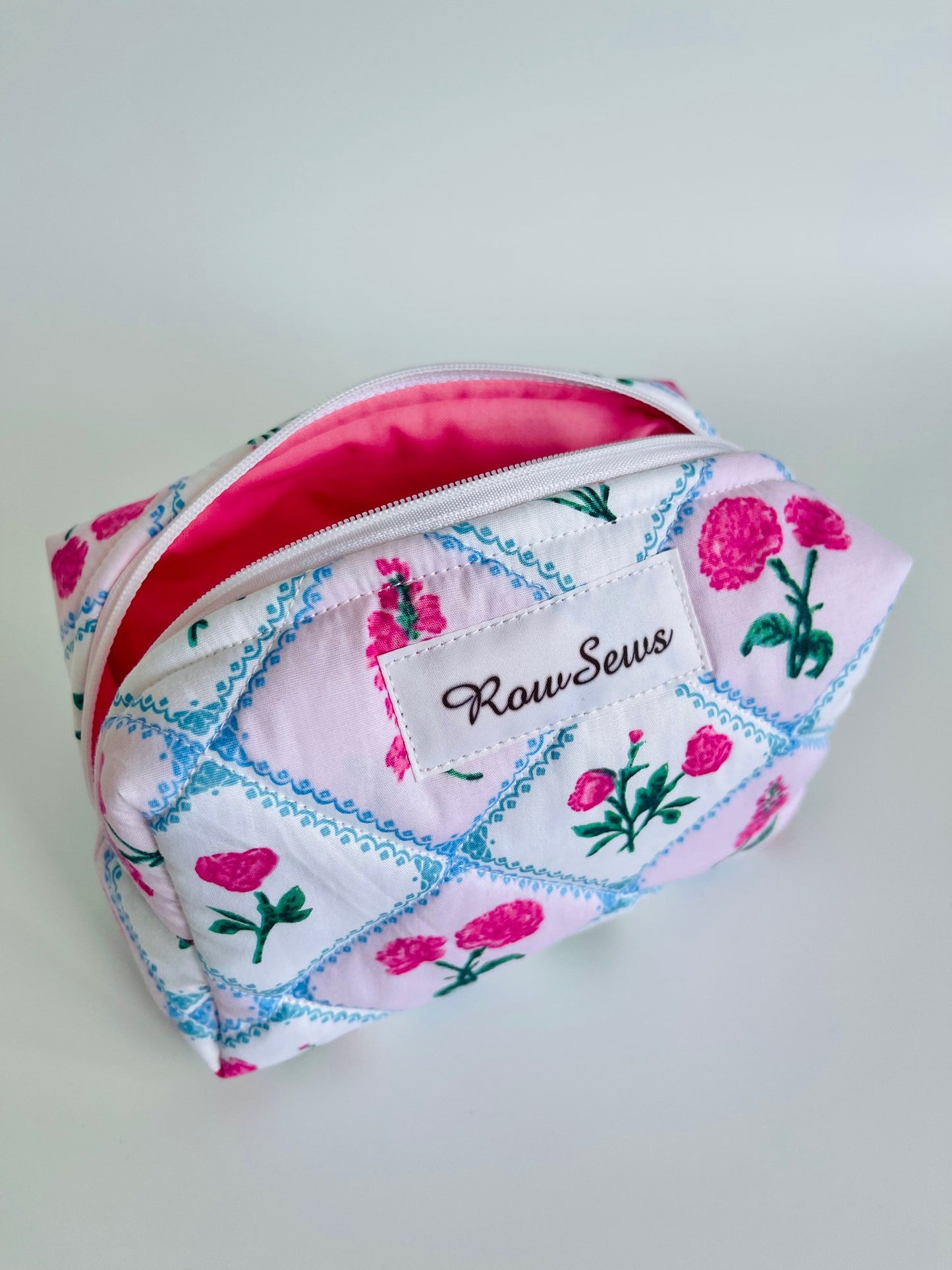 Quilted Makeup Bag - Rose Garden