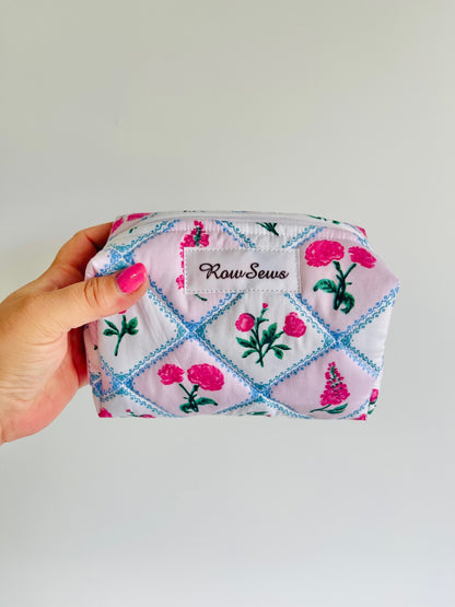 Quilted Makeup Bag - Rose Garden