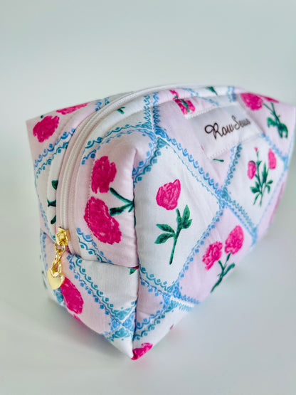 Quilted Makeup Bag - Rose Garden