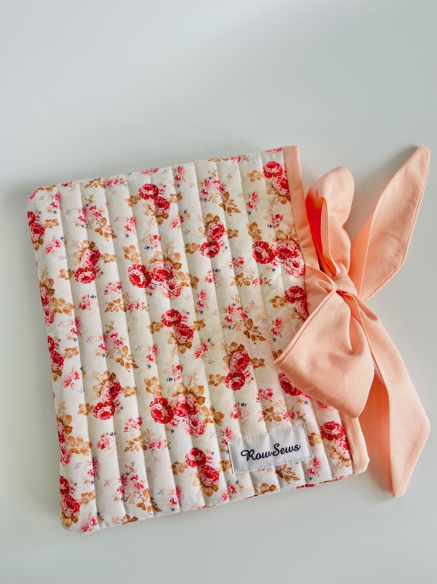Quilted Book Sleeve - Apricot Rose
