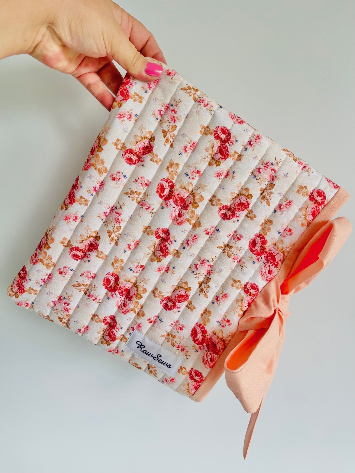 Quilted Book Sleeve - Apricot Rose