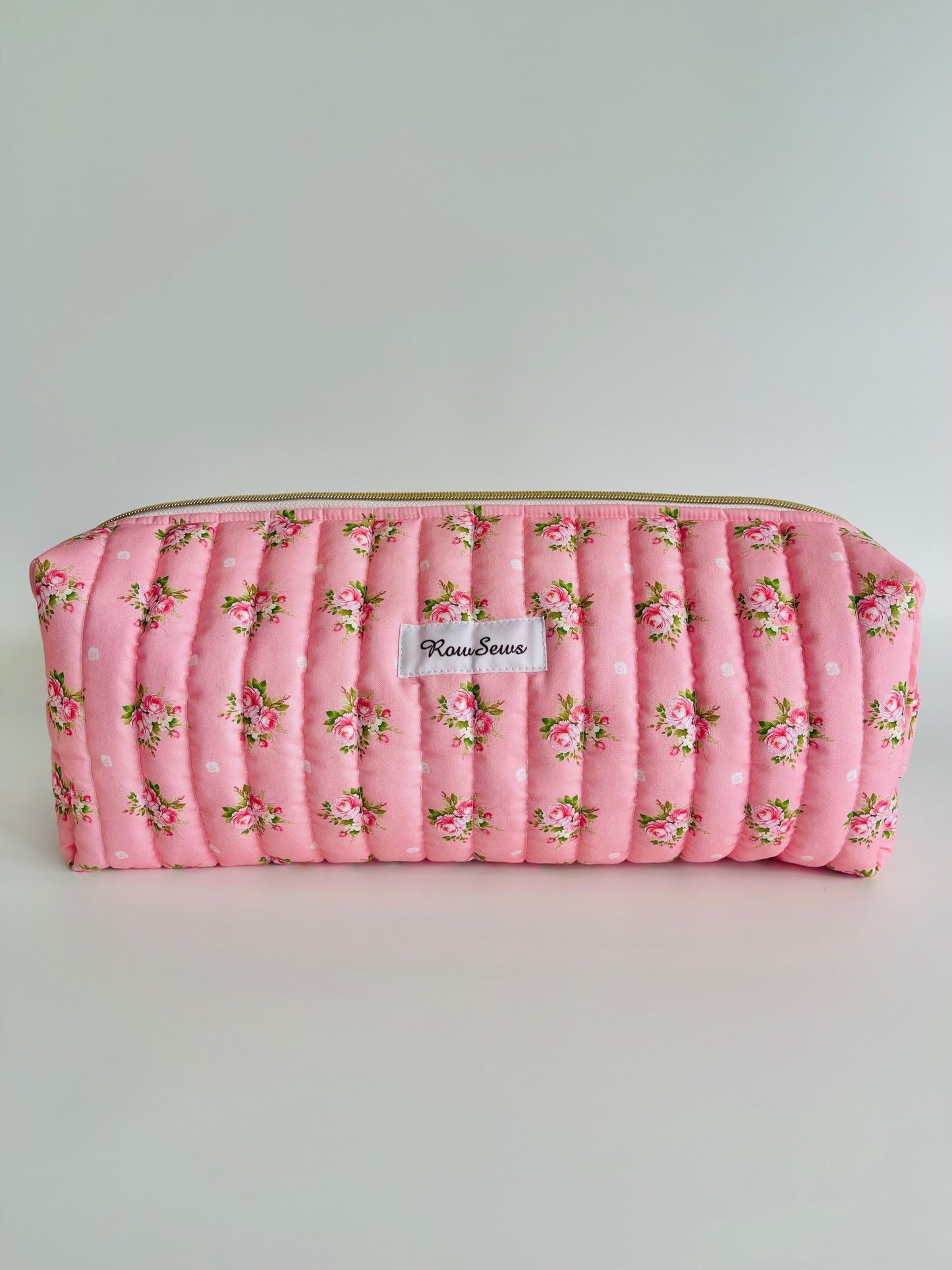Quilted Travel Pouch - Pink Posy